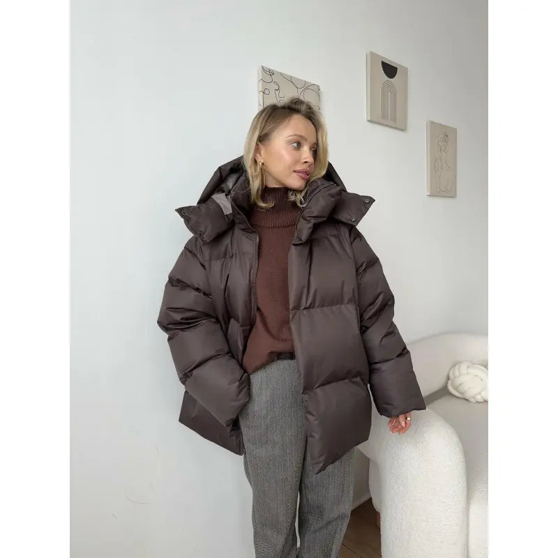 Women’s Burgundy Oversized Puffer Jacket
