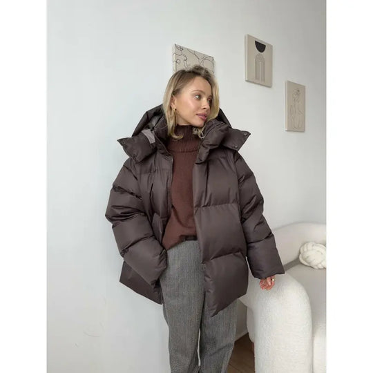 Women’s Burgundy Oversized Puffer Jacket