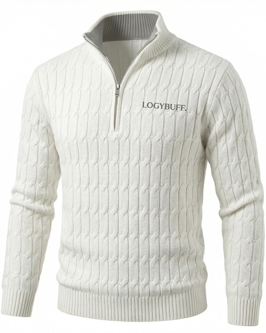 Half Zip Cable Knit Sweater