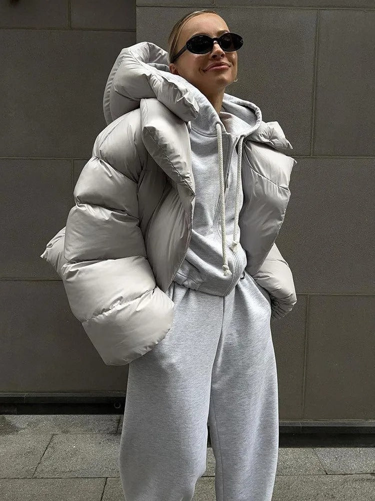 Women’s Burgundy Oversized Puffer Jacket